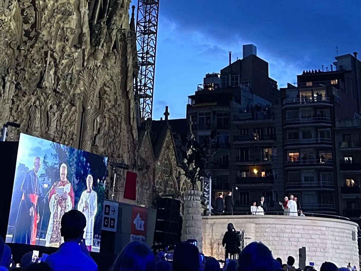 Pope Leo inaugurates the Tower of Jesus Christ outside the Sagrada Família (Photo by Hannah Hiester)
