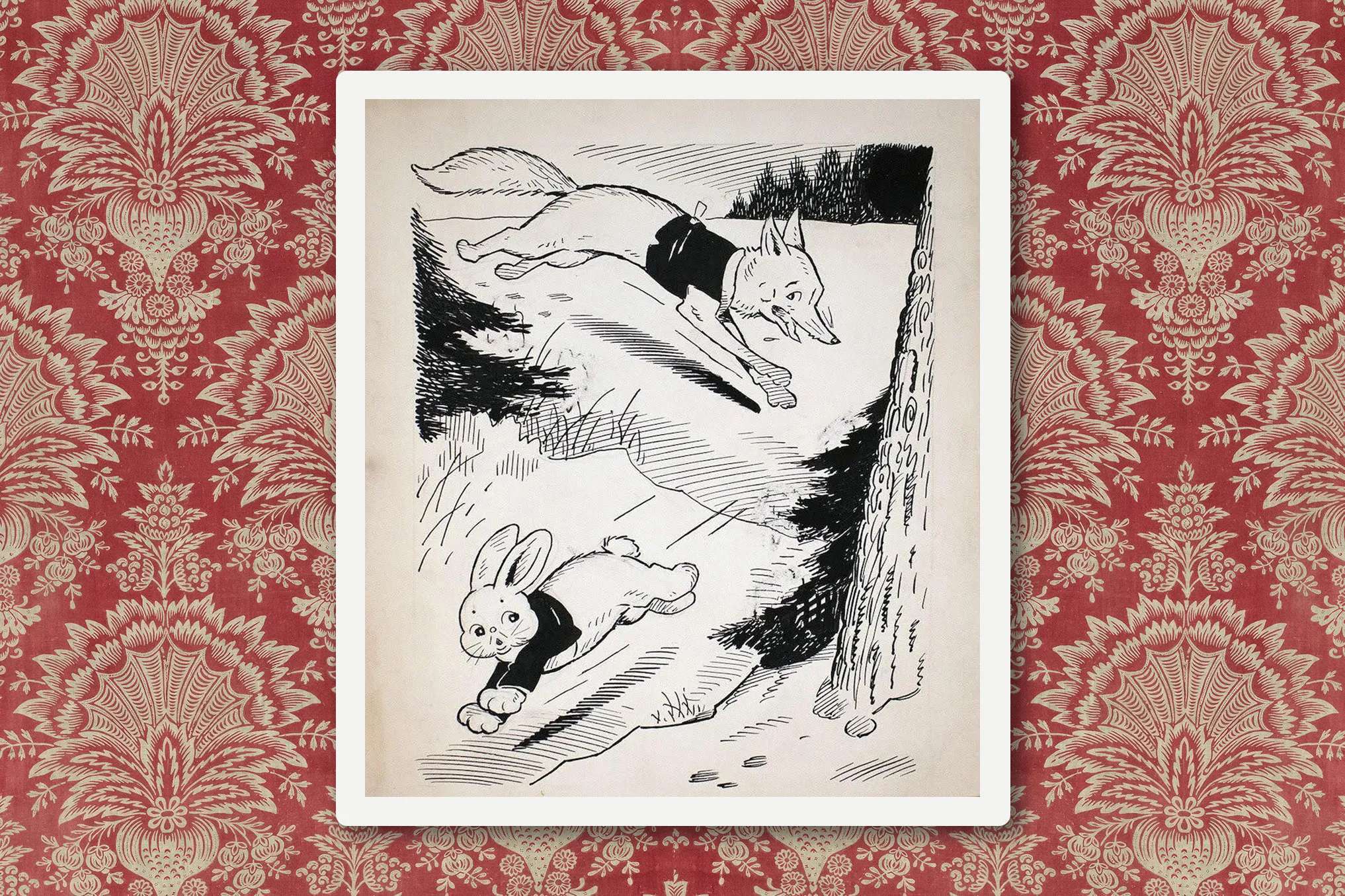 Reddy Fox and Peter Rabbit, original illustration by Harrison Cady, Thornton W. Burgess Society