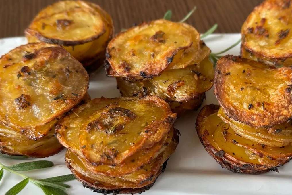 Garlic Rosemary Crispy Potato Stacks by Calista Boskus